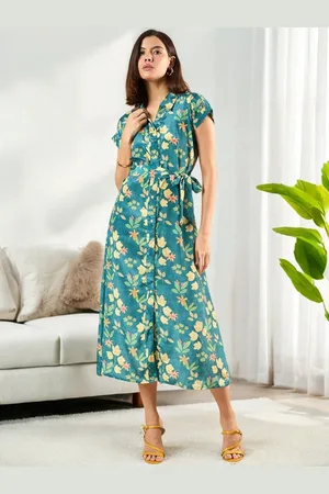 DressBerry Floral Print Shirt Midi Dress