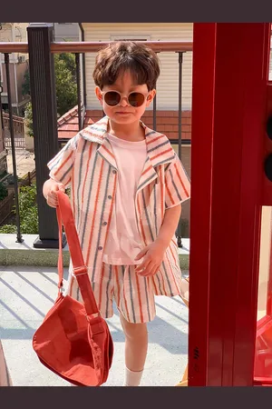 LULU & SKY Boys Striped Shirt with Shorts