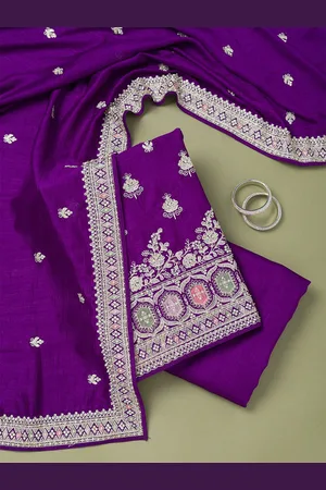 Koskii Art Silk Unstitched Dress Material