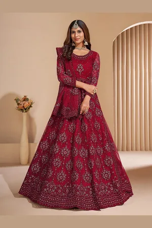 APNISHA Ethnic Motifs Embroidered Net Fit & Flare Maxi Dress