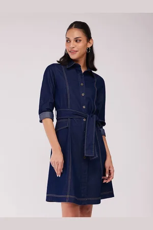 FableStreet Women Denim Shirt Dress