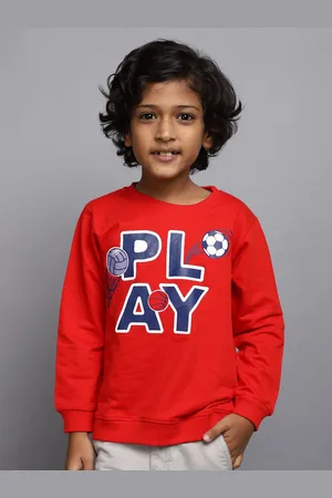 V-Mart Boys Typography Printed Round Neck Long Sleeves Regular Fit Cotton T-shirt