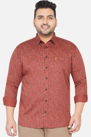John Pride Men Plus Size Maroon Floral Printed Casual Shirt