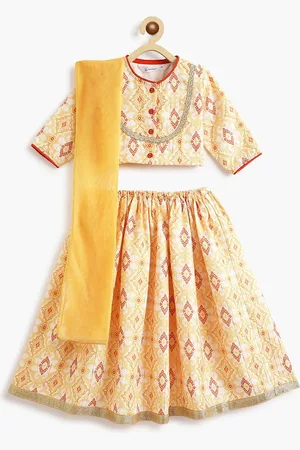 Campana Girls Printed Sequinned Ready to Wear Lehenga & Blouse With Dupatta