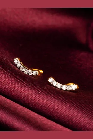 GIVA 18K Yellow Gold Gentle Wave Diamond Earrings-0.92gm