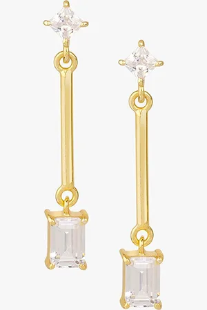 FableStreet Gold-Plated Geometric Drop Earrings