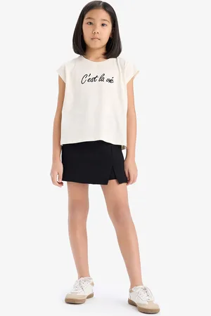 DeFacto Girls Printed Top with Skirt