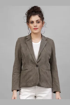 Gipsy Women Olive Green Solid Tailored Jacket