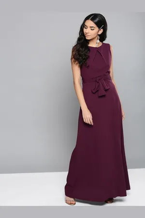 Harpa Women Aubergine Solid Maxi Dress