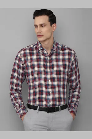 Louis Philippe Men Maroon Tartan Checked Pure Cotton Formal Shirt