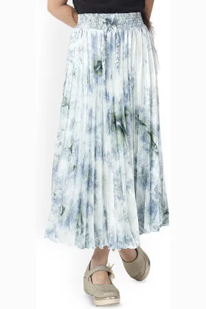 BAESD Girls Printed Accordion Pleats Flared Maxi Skirt