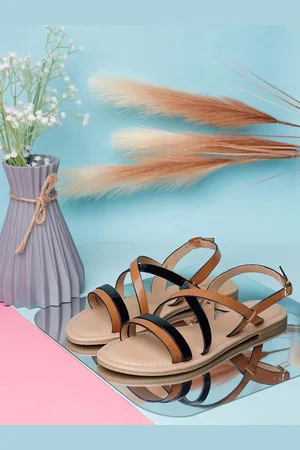 LOUIS STITCH Women Dual Color Striped Open Toe Flats