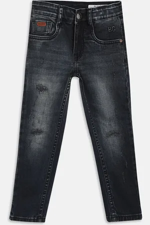 Blue Giraffe Boys Slim Fit Mildly Distressed Light Fade Stretchable Jeans