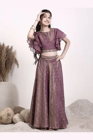 Inddus Girls Embroidered Sequinned Ready to Wear Lehenga & Blouse