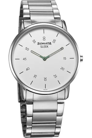 Sonata Men Brass Dial & Stainless Steel Straps Analogue Watch 7152SM01