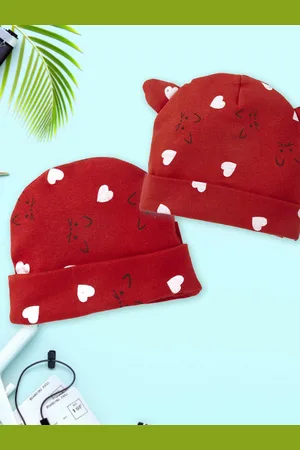 Babywish Infants Pack of 2 Printed Cotton Beanie