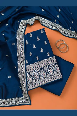 Koskii Art Silk Unstitched Dress Material