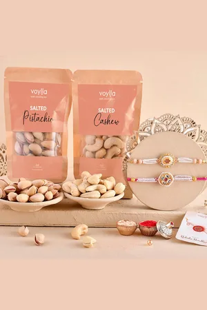 Voylla Unisex Set Of 2 Rakhis With Salted Pista And Kaju