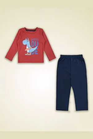 Wish Karo Boys Printed Round Neck Long Sleeves T-Shirt With Trouser