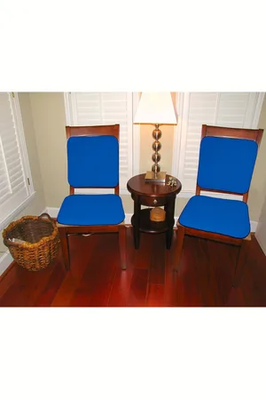 Lushomes Pack Of 4 Blue Solid Cotton Chair Pads