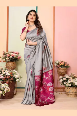 Moda Rapido Floral Zari Silk Blend Banarasi Saree