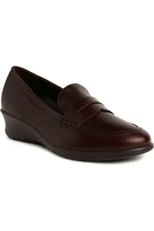 Ecco Womens Felicia Potting Soil Leather Regular Loafers