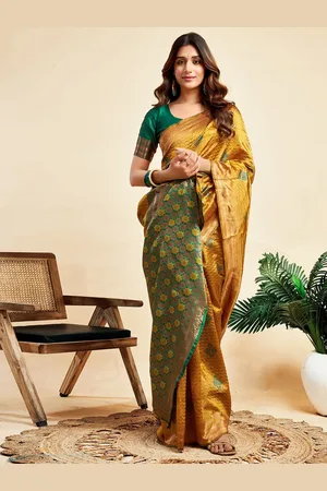 HERE&NOW Floral Zari Silk Blend Banarasi Saree