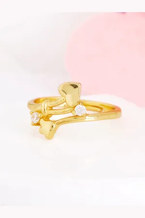 GIVA 92.5 Sterling Silver Gold-Plated CZ Stone-Studded Finger Ring
