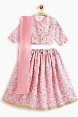 Campana Girls Printed Sequinned Ready to Wear Lehenga & Blouse With Dupatta