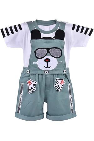 Wish Karo Infants Boys Printed T-shirt With Dungarees