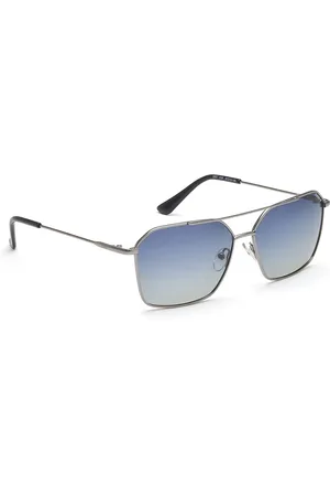Idee Men Blue Lens & Silver-Toned Sunglasses with UV Protected Lens-IDS2667C3PSG