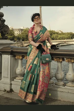 KIMISHA Woven Design Zari Silk Blend Saree