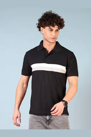 V-Mart Men Striped Polo Collar Cotton Slim Fit T-shirt