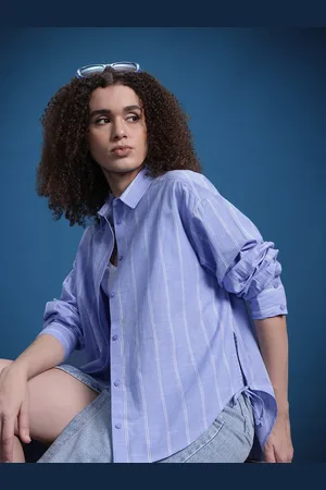 Roadster The Lifestyle Co. Classic Striped Pure Cotton Casual Shirt with Tie Up Detail