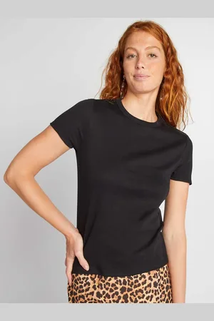 KIABI Women Solid Round Neck Cotton T-shirt