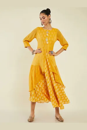 Soch Ethnic Motifs Printed Georgette A-Line Midi Ethnic Dress