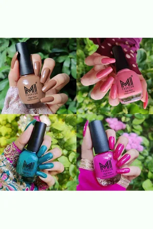 MI FASHION Set Of 4 Vernis A Ongles Ultra High Glass HD 3D Shine Nail Polish 60ml - Dark Nude, Candy Cotton, Sea Green, Bright Plum