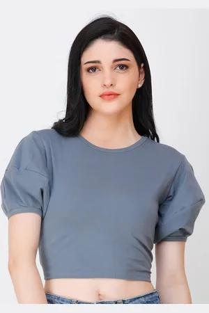 Cation Puffed Sleeves Crop Top
