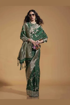 DIVASTRI Woven Design Zari Pure Georgette Banarasi Saree