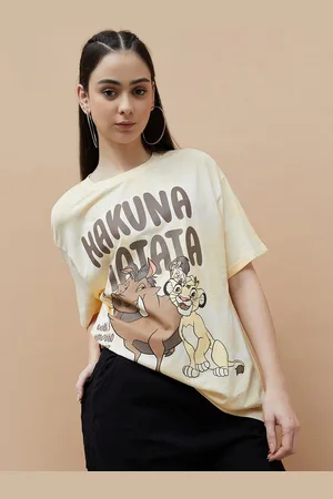 Lifestyle Women Lion King Graphic Printed Oversized Cotton T-shirt