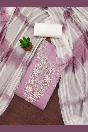MANVAA Floral Sequinned Embroidered Unstitched Dress Material