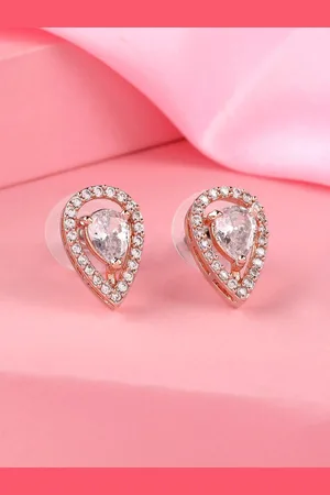 ESTELE Rose Gold Teardrop Shaped Studs Earrings