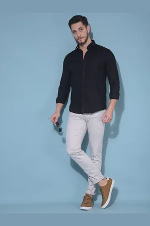 Crimsoune Club Classic Slim Fit Geometric Cotton Casual Shirt
