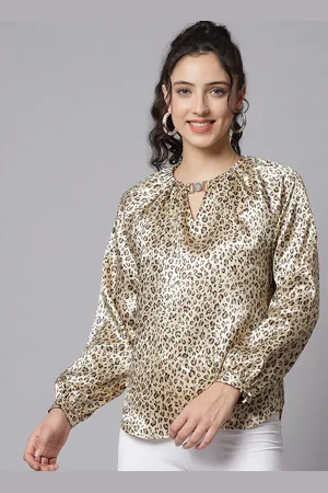 BEATNIK Animal Printed Keyhole Neck Top