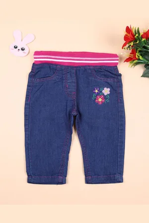 V-Mart Unisex Kids Blue Cotton Low Distress Regular Fit Stretchable Jeans
