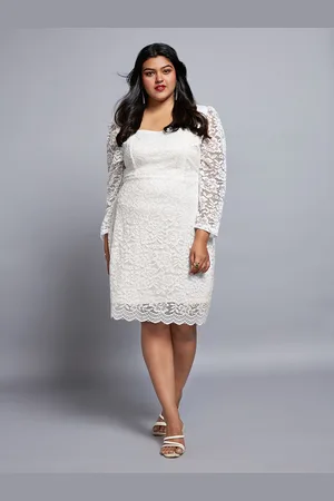 Globus Gloplus Sweetheart Neck Floral Lace Scalloped Hem Plus Size Sheath Party Dress