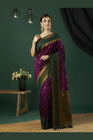 DIVASTRI Woven Design Zari Pure Silk Designer Banarasi Saree