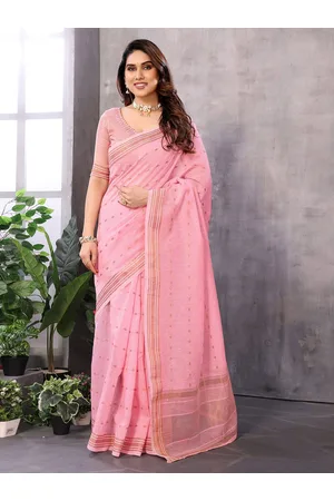 Moda Rapido Woven Design Zari Pure Linen Chanderi Saree