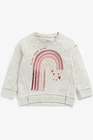 Mothercare Girls Grey Rainbow Patchwork Sweatshirt