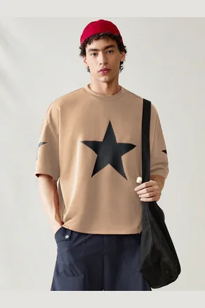 Moda Rapido Men Printed Drop-Shoulder Sleeves Applique T-shirt